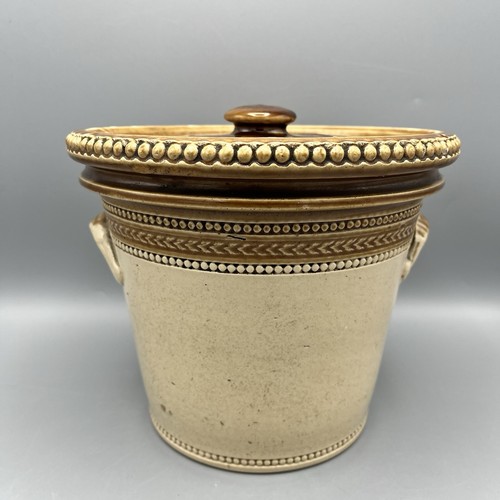 Antique stoneware butter crock - stoneware,